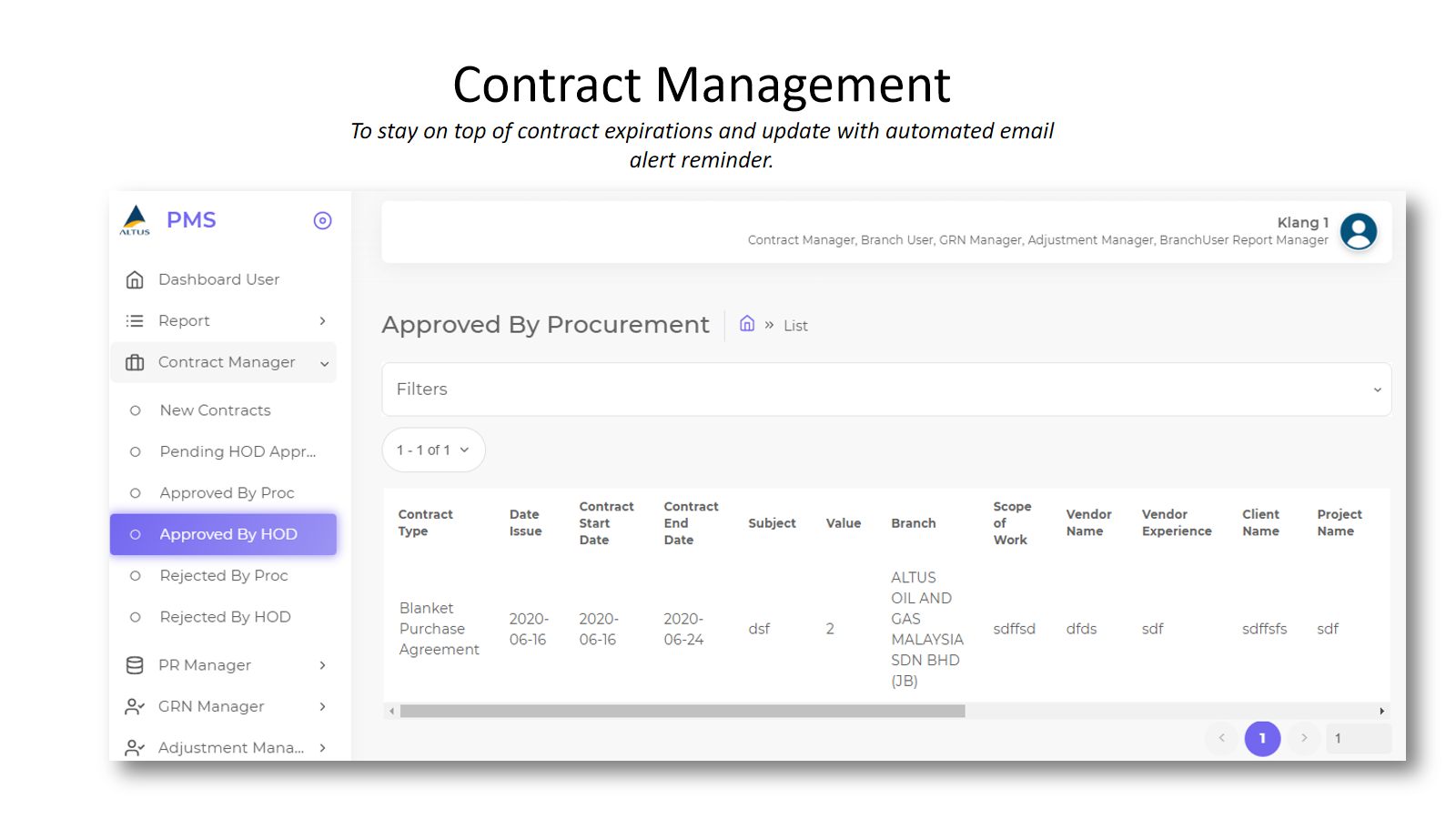Altus Logistics — Procurement — screen 3