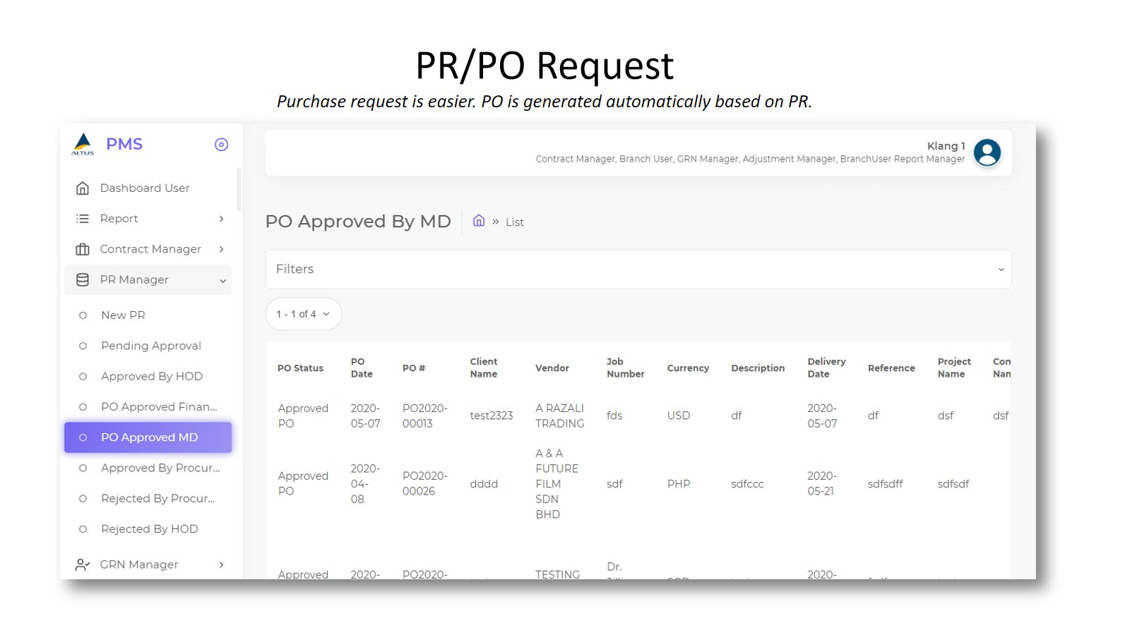 Altus Logistics — Procurement — screen 4