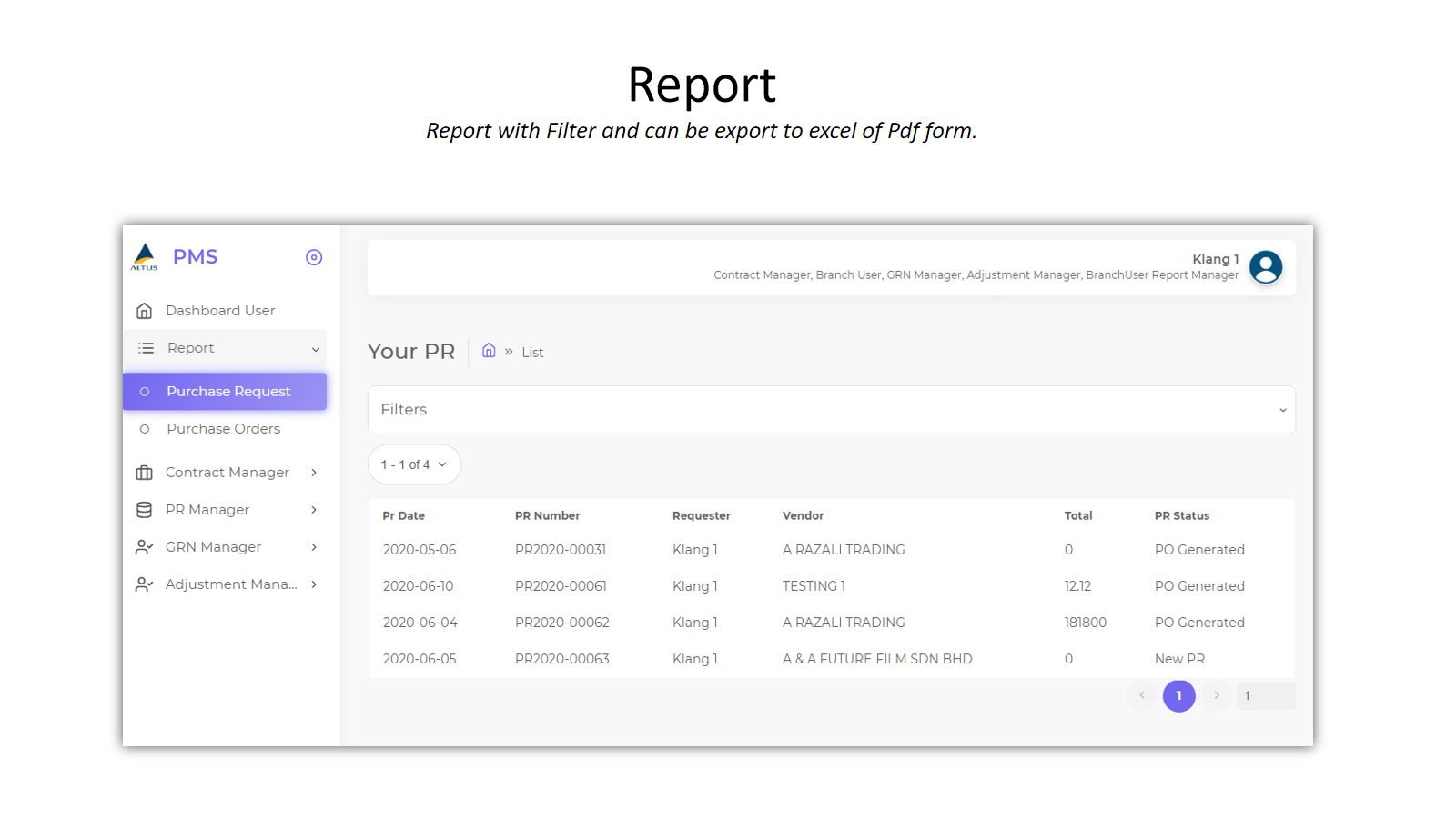 Altus Logistics — Procurement — screen 5