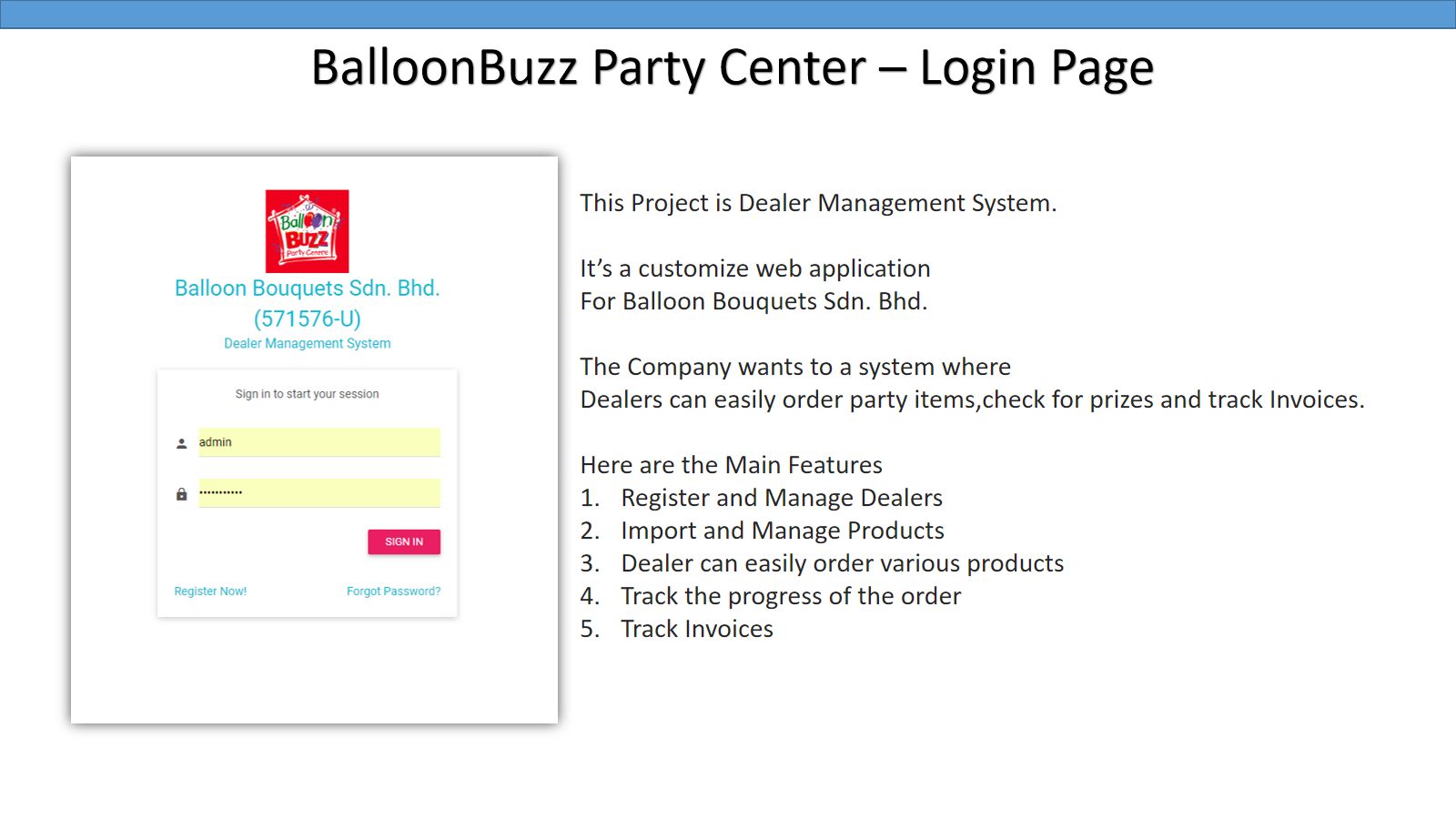 BalloonBuzz — Dealer Ordering — screen 2