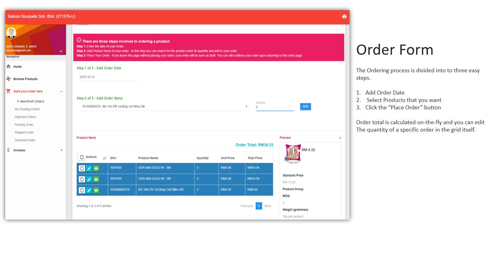 BalloonBuzz — Dealer Ordering — screen 6