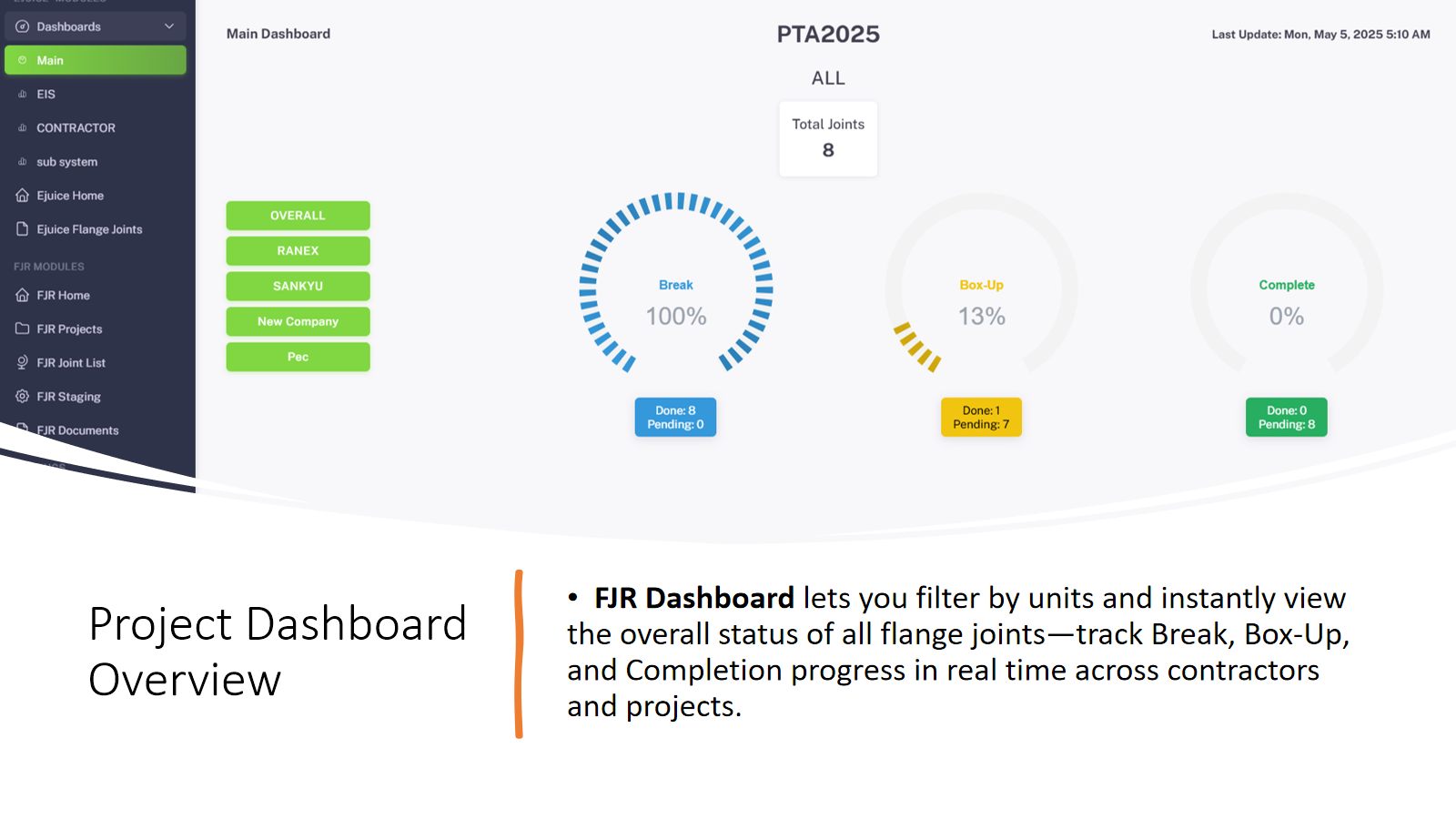 FJR — Flange Joint Registration — screen 2