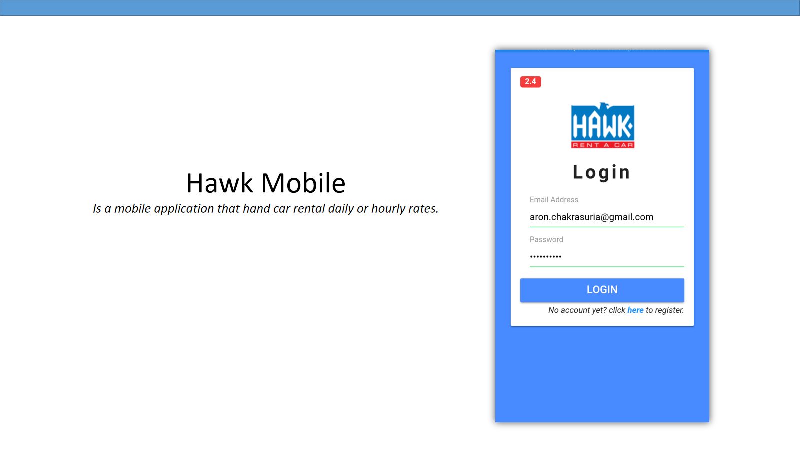Hawk — Car Rental Mobile App — screen 2