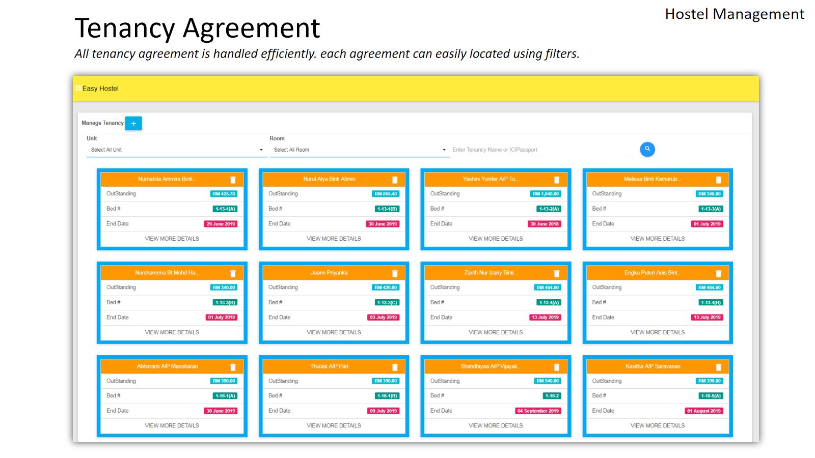 Hostel Management — screen 4