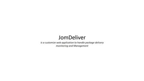 JomDeliver — Delivery Management cover