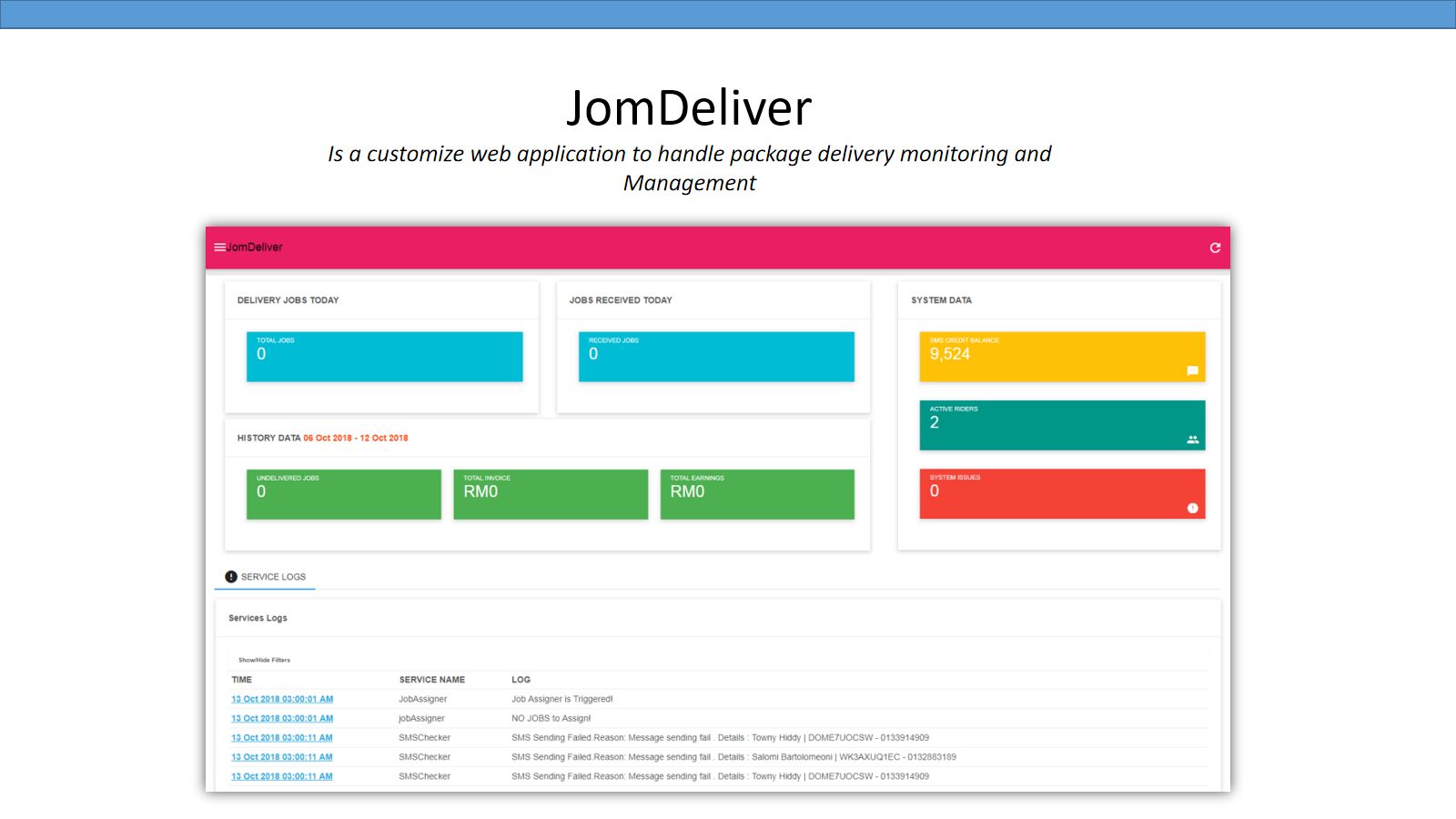 JomDeliver — Delivery Management — screen 2