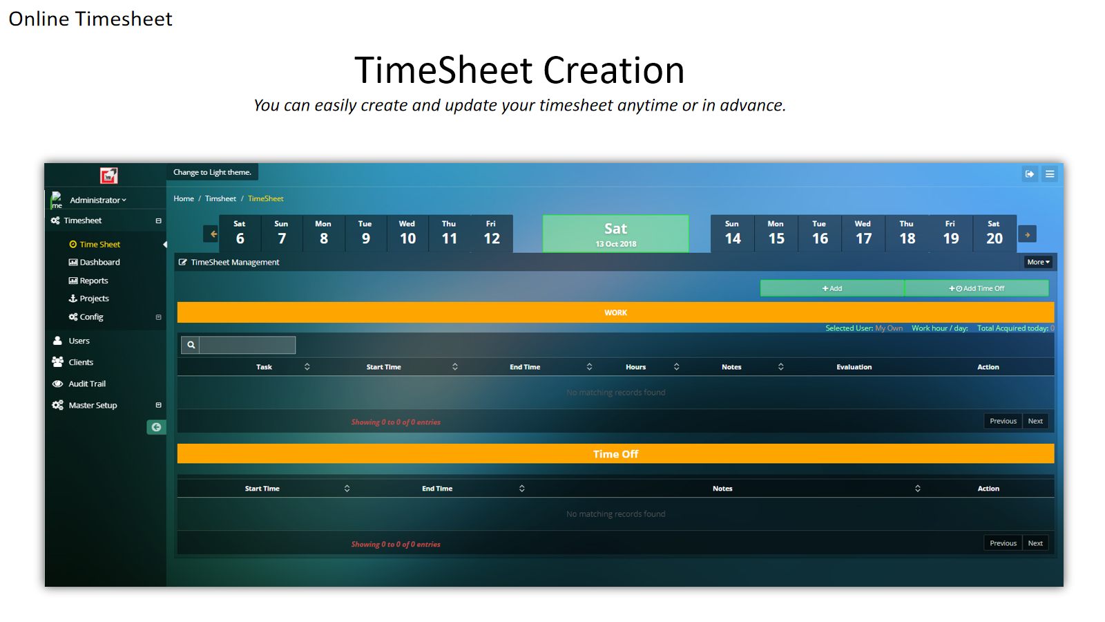 Online TimeSheet — screen 3