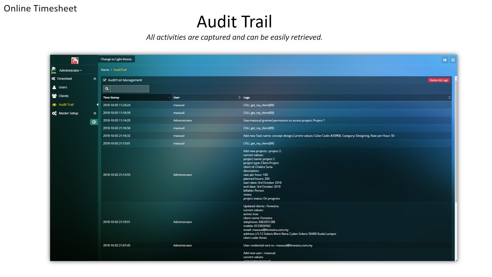Online TimeSheet — screen 6