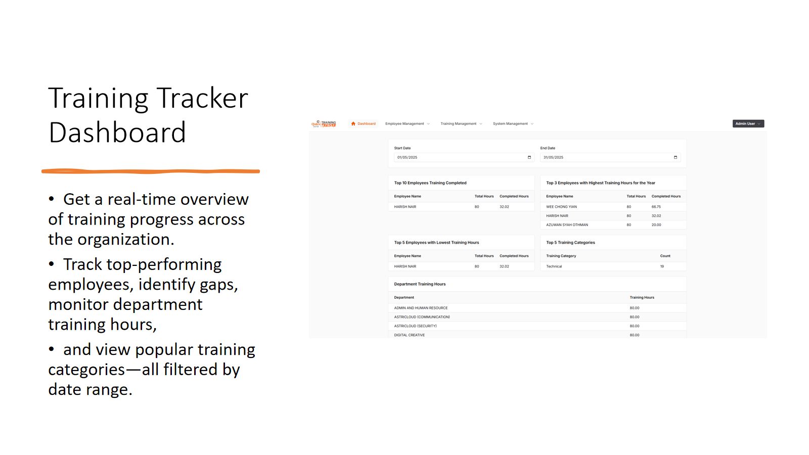 Training Tracker — screen 2